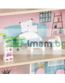 Дървена къщичка за кукли LED осветление и аксесоари